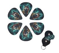 A wolf stands in front of the starry sky guitar picks design with organizer storage box for custom guitars for men women guitar accessory ukulele