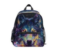 A Wolf with Glowing Eyes Toddler Backpack, Boy Backpack Preschool Bag Kindergarten Schoolbag Nursery Travel Bag for Girl