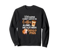 A Woman Cannot Survive On Coffee Alone Guinea Pig Kawaii Sweatshirt