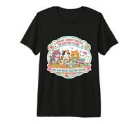 A Woman Cannot Survive On Quilting Alone Funny Quilter Cats Premium T-Shirt