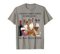 A Woman Cannot Survive On Wine Alone Boxer Lovers T-Shirt