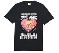 A Woman Cannot Survive On Wine Alone -Funny Golden Retriever Comfort Colors Adult Heavyweight T-Shirt