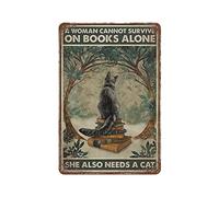 A Woman Can't Survive on Books Metal Sign Vintage Aluminum Plate Sign Iron Painting Tin Poster Sign for Bar Men Cave Cafe Outdoor Garage Home Wall Decor Gifts