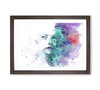 A Woman Contemplating in Abstract Framed Print | A2 Walnut Framed Wall Art | Ready to Hang | Abstract Fantasy Picture | Living Room Bedroom Lounge Office