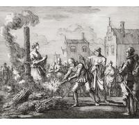 A woman is burned at the stake as a witch. After a work by Jan Luyken. Poster Print by Ken Welsh (16 x 13)