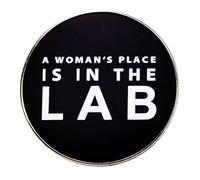 A Woman’s Place Is in the Lab Brooch Pins - Round Alloy Enamel Blouse Pins, Feminist Science Brooch Pins, Equality Lapel Pin Badge for Women Scientists, Jackets, Shirts, Bags, and Accessories