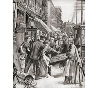 A woman suspected of carrying cholera is taken from her house on Second Avenue New York to an ambulance. After an illustration in an 1892 edition of Frank Leslie's Illustrated Weekly. Poster Print by