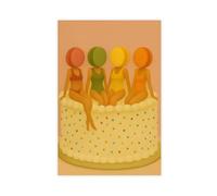 A Woman Wearing A Swimsuit on A Polka Dot Cake Canvas Poster Wall Art Decor Print Picture Paintings for Living Room Bedroom Decoration 24x36inch(60x90cm)