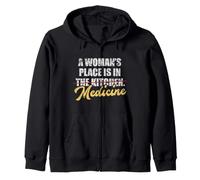 A Woman's Place Is In Medicine Kitchen Vintage Doctor PhD Zip Hoodie