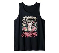 A Woman's Place is with Her Alpacas Farm Tank Top