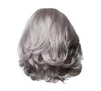 A Woman's Short Hair Has A Silver Gray Synthetic Top Middle Wig With Grey Edges Shampoo Bars for Hair (Grey, One Size)