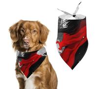 A Women in Red Scarf Paris Eiffel Tower Cute Dog Bandanna Scarf Printed Adjustable Triangle Pet Kerchief for Dogs And Cats