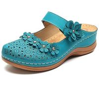 A Womens Slippers Sandals Clogs Summer Hole Shoes Retro Comfortable Flat Bottom Round Head Soft Casual Slip On shoes,01,39