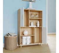 A-Wooden Bookshelf Storage Sideboard With 2 Door Open Shelving Display Cabinet