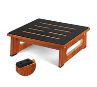 A Wooden Step Stool for Adults and Seniors with Non-Slip Rubber Pad, for Indoor and Outdoor Use, 450 Ib, Portable Wooden Standing Aid for Bathroom, Kitchen, Bedside Table and More (Walnut)