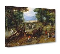 A Woodland Road With Travellers By Pieter Bruegel The Elder Canvas Print | Gallery Wrapped 30mm Frame Wall Art | 20x14 inches | Ready to Hang | Classic Landscape Picture | Living Room Lounge Office