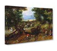 A Woodland Road With Travellers By Pieter Bruegel The Elder Canvas Print | Gallery Wrapped 30mm Frame Wall Art | 30x20 inches | Ready to Hang | Classic Landscape Picture | Living Room Lounge Office