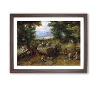 A Woodland Road With Travellers By Pieter Bruegel The Elder Classic Painting Framed Print | A3 Walnut Framed Wall Art | Ready to Hang | Classic Landscape Picture | Living Room Bedroom Lounge Office
