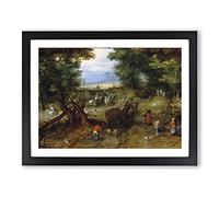 A Woodland Road With Travellers By Pieter Bruegel The Elder Classic Painting Framed Wall Art Print, Ready to Hang Picture for Living Room Bedroom Home Office Décor, Black A4 (34 x 25 cm)