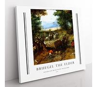A Woodland Road With Travellers By Pieter Bruegel The Elder Exhibition Museum Classic Painting Canvas Wall Art Print Ready to Hang, Framed Picture for Home Décor, 35x35 cm (14x14 Inch)