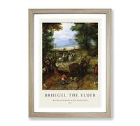 A Woodland Road With Travellers By Pieter Bruegel The Elder Exhibition Museum Painting Framed Wall Art Print, Ready to Hang Picture for Living Room Bedroom Home Office Décor, Oak A4 (34 x 25 cm)