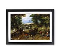 A Woodland Road with Travellers by Pieter Bruegel The Elder Framed Print | A2 Black Framed Wall Art | Ready to Hang | Modern Landscape Picture | Living Room Bedroom Lounge Office