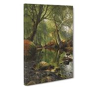 A Woodland Stream By Peder Mork Monsted Canvas Print for Living Room Bedroom Home Office Décor, Wall Art Picture Ready to Hang, 30 x 20 Inch (76 x 50 cm)