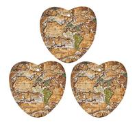 A Worn-out World Map Car Air Freshener, 3 Pcs Love form Hanging Air Freshener Cards, Long Lasting Fragrance Scented Cards for Car, Home, Office Black-style