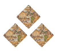 A Worn-out World Map Car Air Freshener, 3 Pcs Rhombus Hanging Air Freshener Cards, Long Lasting Fragrance Scented Cards for Car, Home, Office Black-style