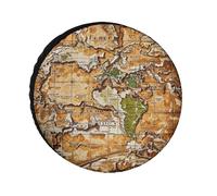 A Worn-Out World Map Spare Tire Cover, 36inch Oxford Wheel Protector Travel Accessories, Waterproof Dustproof Wheel Tire Covers for RV Jeep SUV Camper Truck