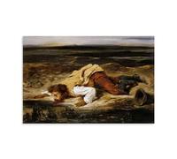 A Wounded Brigand Quenches His Thirst by Eugene Delacroix Poster Canvas Wall Decor Art Painting Prints on Modern Artwork for Living Room,Bathroom,Bedroom,Home 16x24inch(40x60cm)