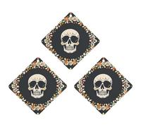 A Wreath Skeleton Car Air Freshener, 3 Pcs Rhombus Hanging Air Freshener Cards, Long Lasting Fragrance Scented Cards for Car, Home, Office Black-style