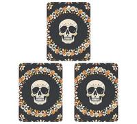 A Wreath Skeleton Car Air Freshener, 3 Pcs Square Hanging Air Freshener Cards, Long Lasting Fragrance Scented Cards for Car, Home, Office Gray-style