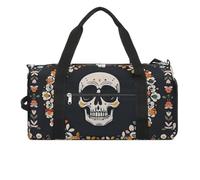 A Wreath Skeleton Gym Bag for Men Women, Waterproof Gym Tote Bags, Large Duffel Bag for Travel Workout