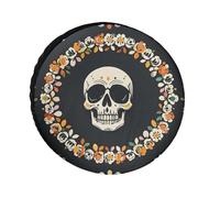 A Wreath Skeleton Spare Tire Cover, 36inch Oxford Wheel Protector Travel Accessories, Waterproof Dustproof Wheel Tire Covers for RV Jeep SUV Camper Truck