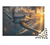 A WWII F4U Fighter Jigsaw Puzzles for Adults 1000 Piece Fighter Jet Jigsaw Puzzle for Adults Wood Puzzle Colourful,Fun,Challenging And Brainteasing Multi Colour 1000pcs (75x50cm)