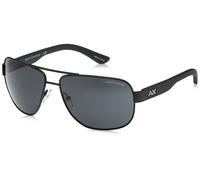 A X Armani Exchange Men's AX2012S Rectangular Metal Sunglasses, Satin Black