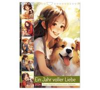 A year full of love. Manga girls and their faithful companions UK-Version (Wall Calendar 2026 DIN A4 Portrait), CALVENDO 12 Month Wall Calendar