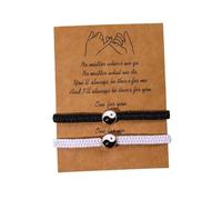 A-yeite 2 Pcs Handmade Braid Yin Yang Tai Chi Bracelets Set Colorful Lucky Charm Feng Shui Bracelets for Women Men Couple BFF Friendship Jewelry Gifts, Adjustable, Nylon, no gemstone