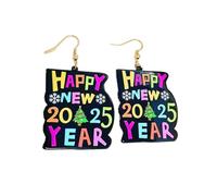 A-yeite 2025 New Year Earrings for Women Glitter 2025 Letter Drop Dangle Earrings New Year's Eve Party Holiday Festival Jewelry Gifts, Acrylic, No Gemstone