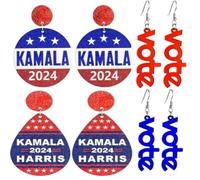 A-yeite 2pcs 2024 US presidential candidate KAMAL Harris Dangle Earring for Men Women "For President" Slogan Shiny Vote Campaign Earring Kamala Harris Supporter Earring, One Size, Wood, No Gemstone