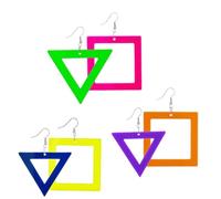 A-yeite 3 Pairs 80s Neon Earrings Colorful Lightning Skull Geometric Charms Acrylic Dangle Drop Earrings Set for Women 90s Outfit Glow Party Neon Accessories, Acrylic, No Gemstone