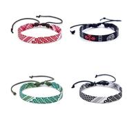 A-yeite 4 Pieces Set Palestinian Bracelet for Women Men Handmade Adjustable Woven Fabric Braceletss Charmed Colored Keffiyeh Female Male Unique Jewelry, One Size, Nylon, no gemstone