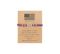 A-yeite 4th of July Patriotic Bracelet, Red White and Blue Seed Beaded Bracelets with Gold Plated Star Charms, American Flag Jewelry for Women Men Independence Day Summer Beach, M, Resin, no gemstone