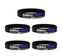 A-yeite 5 Pcs Kamala Harris 2024 President Vote Campaign Bracelets Silicone Wristbands Rubber Bracelets for Men Women, Adjustable, Rubber, no gemstone