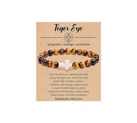 A-yeite 8mm Handmade Religious Cross Natural Colorful Stone Beads Bracelet Elastic Bracelet Healing Bangle for Women Girls Men Gift Jewelry, Adjustable, Stone, Gemless