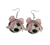 A-yeite Baseball Softball Volleyball Bow Earrings for Women Game Day Basketball Soccer Football Leopard Print Sports Bow Cheer Earring for Sport Fans Team Player Jewelry, Acrylic, No Gemstone