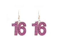A-yeite Birthday Number Dangle Earrings with Rhinestones, Alloy Drop Earrings for 16, 18, 21, 30 Celebrations for Women Daughter Niece Friend, M, Rhinestone, No Gemstone
