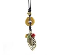 A-yeite Bohemian Colorful Ceramic Beads Necklace for Women Stars Leaf Charm Ceramic Bead Long Adjustable Necklace Statement Jewelry Gifts, One Size, Zinc, No Gemstone