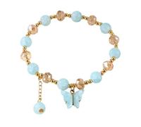 A-yeite Bohemian Colorful Crystal Butterfly Bracelet for Women Cute Charm Crystal Beaded Stretch Bracelet Sweet Friendship Jewelry Summer, Adjustable, Metal, no gemstone